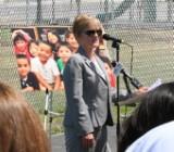 Jessie Rasmussen, President of the Buffett Early Childhood Fund, speaks at the Educare groundbreaking ceremony.